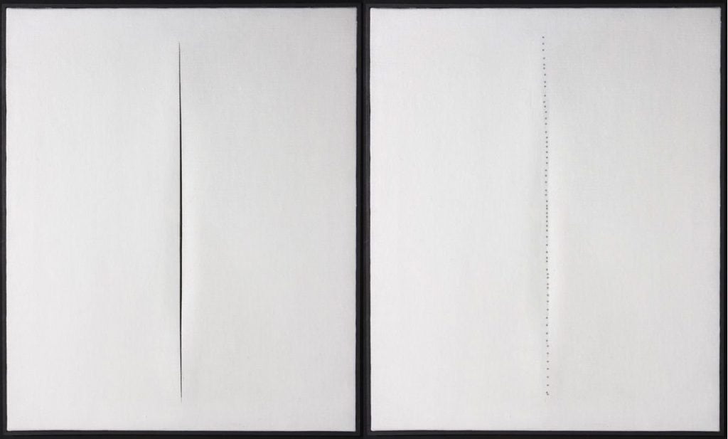 Ricuce tela di Lucio Fontana, pensionata nei guai - Lercio