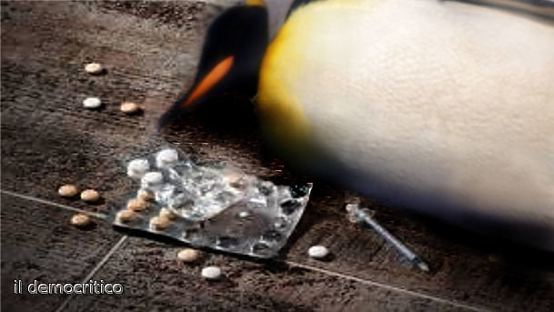 Overdose per Pino il pinguino, testimonial Vodafone. Ora è nel club dei 27 - Lercio