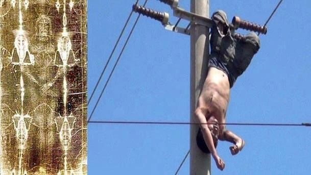 Sacra Sindone, fedele la indossa e comincia a volare. Folgorato dall'alta tensione - Lercio