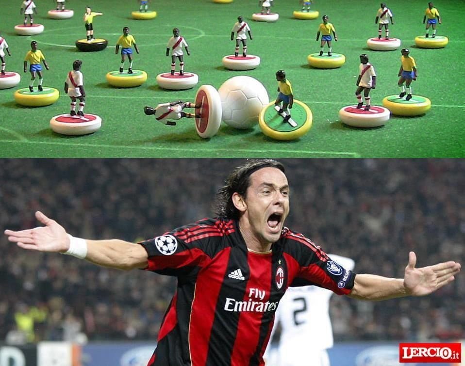 Inzaghi gioca a Subbuteo e viene espulso per simulazione - Lercio