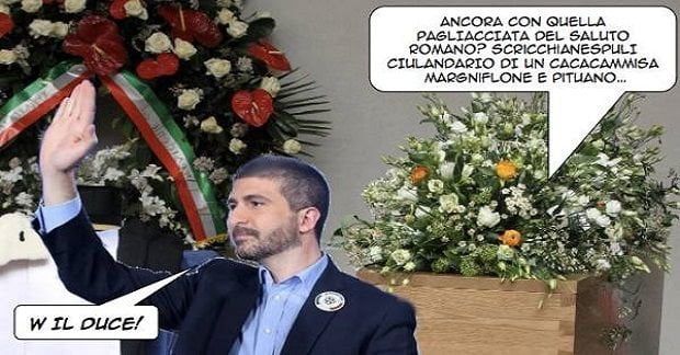 Di Stefano, leader di Casa Pound, perde confronto dialettico con la salma di Umberto Eco - Lercio