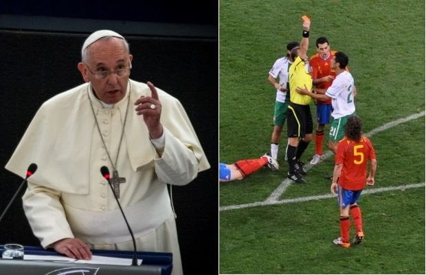 Papa Francesco alla FIFA: "Nell'anno della Misericordia stop ai cartellini rossi" - Lercio