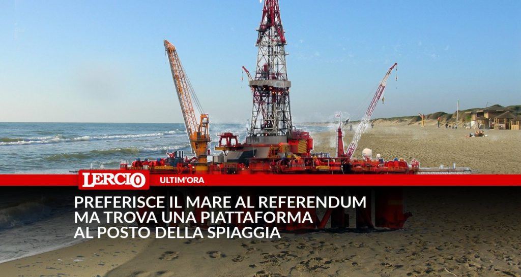 Preferisce il mare al referendum ma trova una piattaforma al posto della spiaggia - Lercio