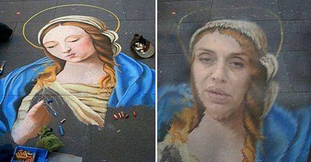 Street art, pioggia trasforma il volto della Vergine in quello di Valeria Marini - Lercio