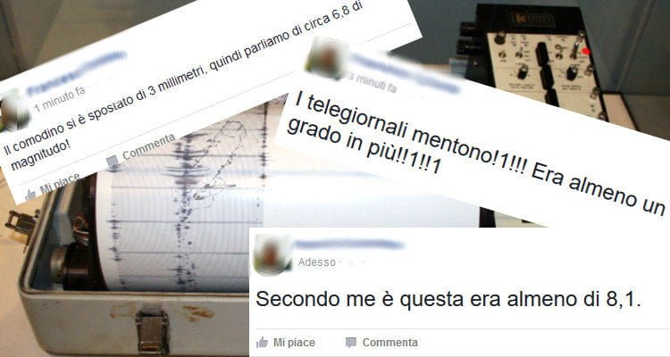 Abolito l’INGV, la magnitudo dei terremoti sarà la media di quella dichiarata dagli utenti Facebook - Lercio