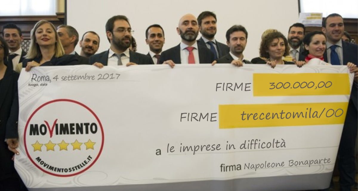 Il M5S dona 300.000 firme alle piccole imprese in difficoltà - Lercio