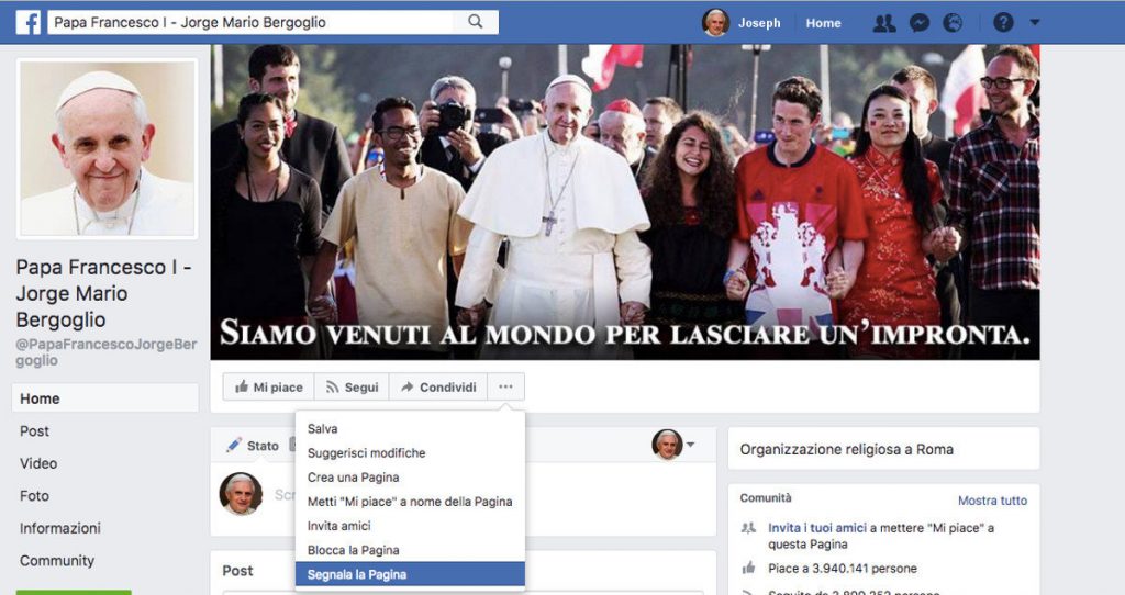 "Troppe bufale", Facebook blocca il profilo di papa Francesco - Lercio