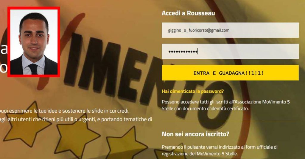 Elezioni. Di Maio promette il reddito di log in - Lercio