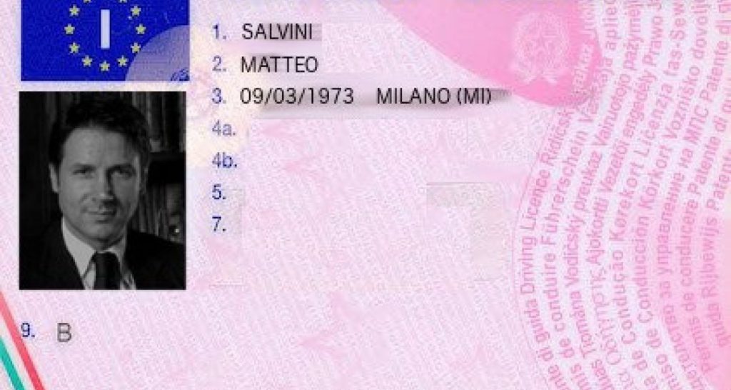 Giuseppe Conte chiede il rinnovo della patente e gliela rilasciano a nome "Matteo Salvini" - Lercio