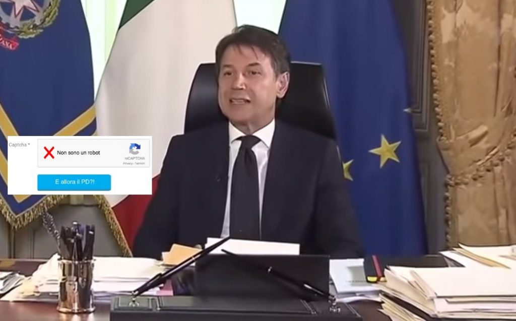 Il Premier Conte non riesce ad accedere a sito con captcha "Non sono un robot" - Lercio