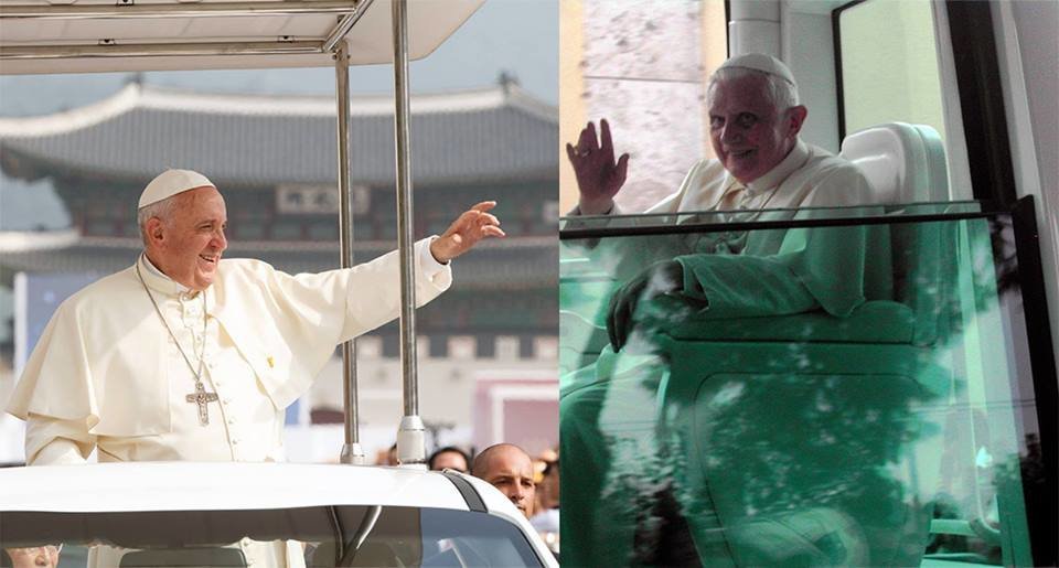 "Porgi tu l'altra guancia!" Rissa tra Bergoglio e Ratzinger per il parcheggio delle papamobili - Lercio