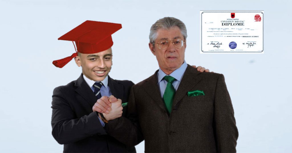 "È come se fosse anche mio figlio", Bossi regala a Rami una laurea in Albania - Lercio
