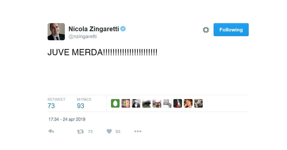 Zingaretti twitta "Juve merda" e il Pd sale al 50% - Lercio