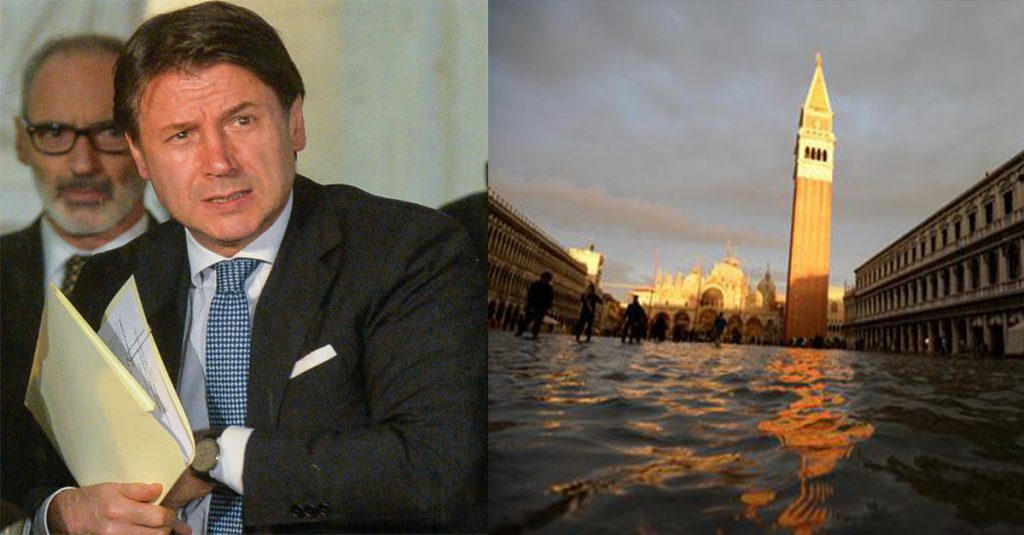 Conte ai veneziani: "Nessuno resterà solo, vi dimenticheremo a gruppi di cinque" - Lercio