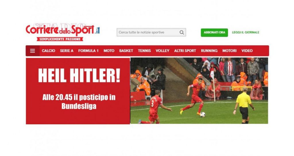 "Heil Hitler", è polemica per il titolo del Corriere dello Sport sul posticipo della Bundesliga - Lercio