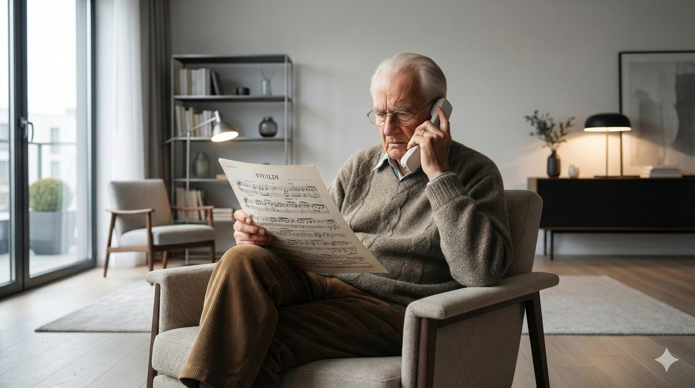 anziano davanti a spartito vivaldi
